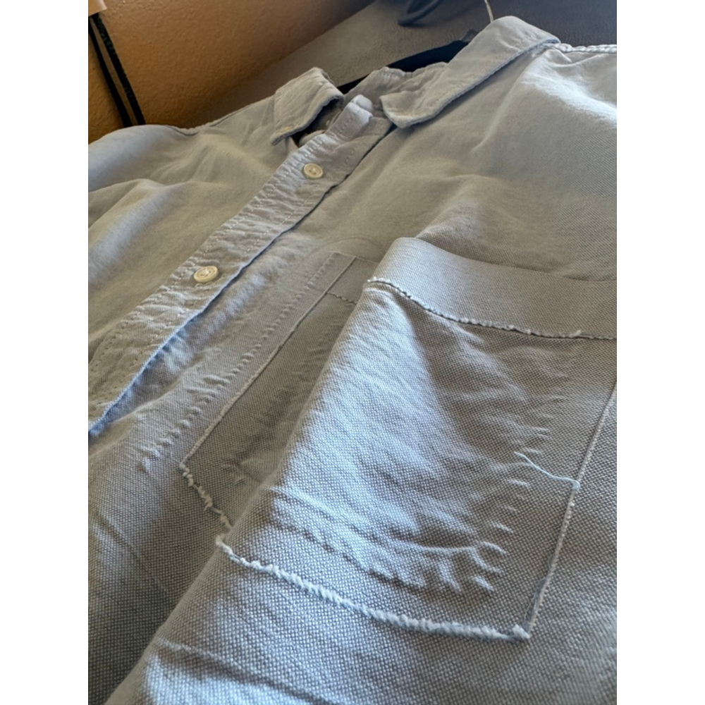 Hurley Light Blue Button Down Short Sleeve Shirt Large - Picture 4 of 6